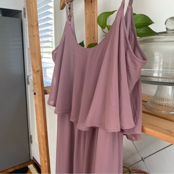 Show Me Your Mumu Antique Rose Chiffon Caitlin Ruffle Maxi Dress L - Picture 5 of 15